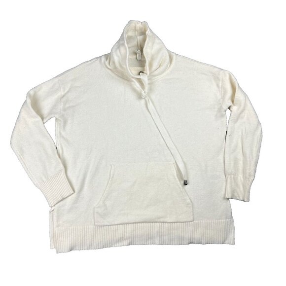 Cable & Gauge Cowl Neck Athletic Sweater Womens XS White Ivory Long Sleeve - Picture 1 of 7